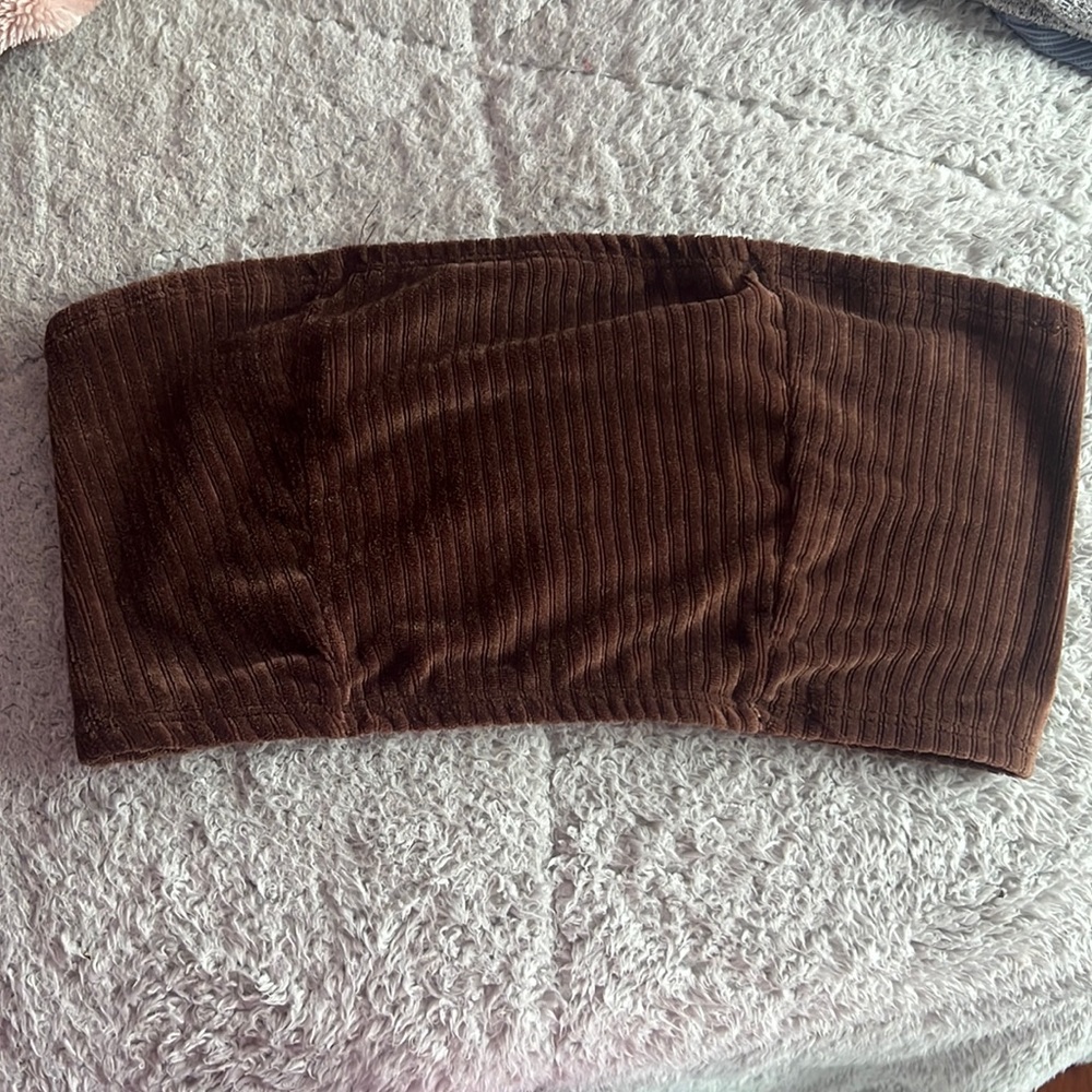 brown bandeau crop top